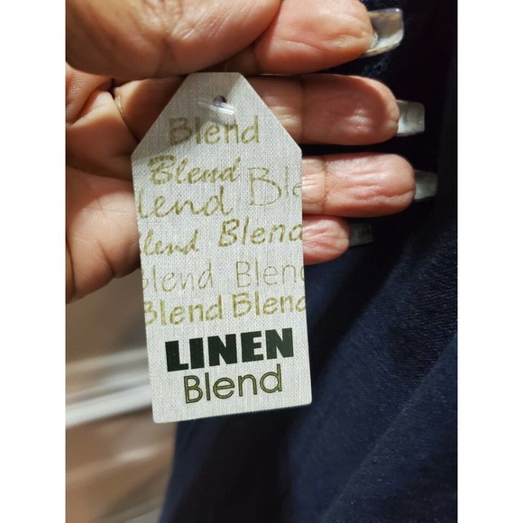 For Cynthia Women's Solid Blue Linen Round Neck Sleeveless Knee Length Dress M - Picture 8 of 14